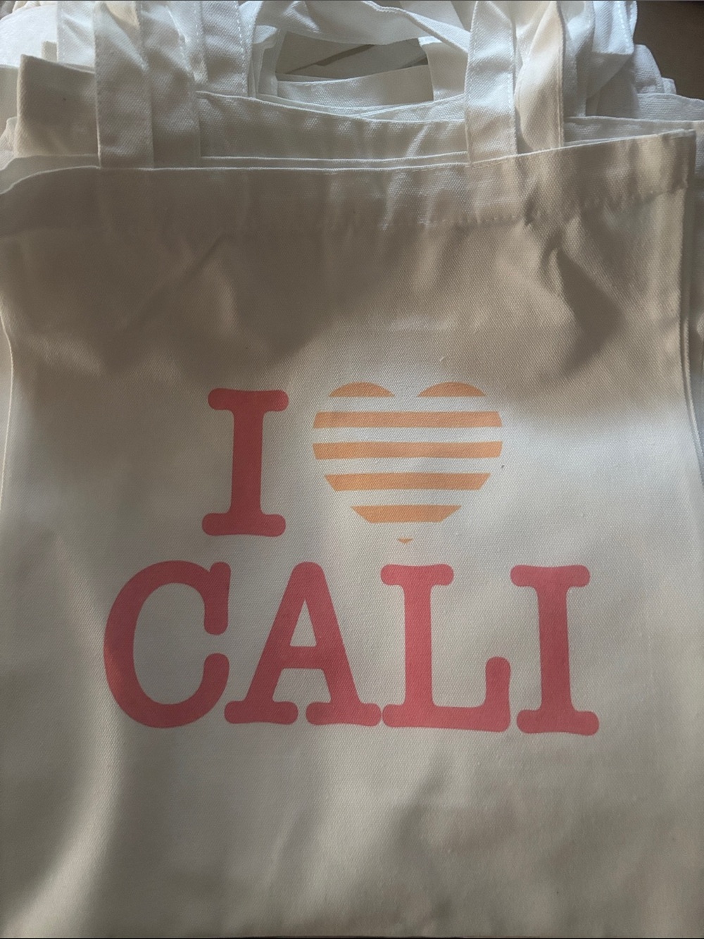 NEW Canvas Tote Bag - I ♥ CALI Pink & Peach Print